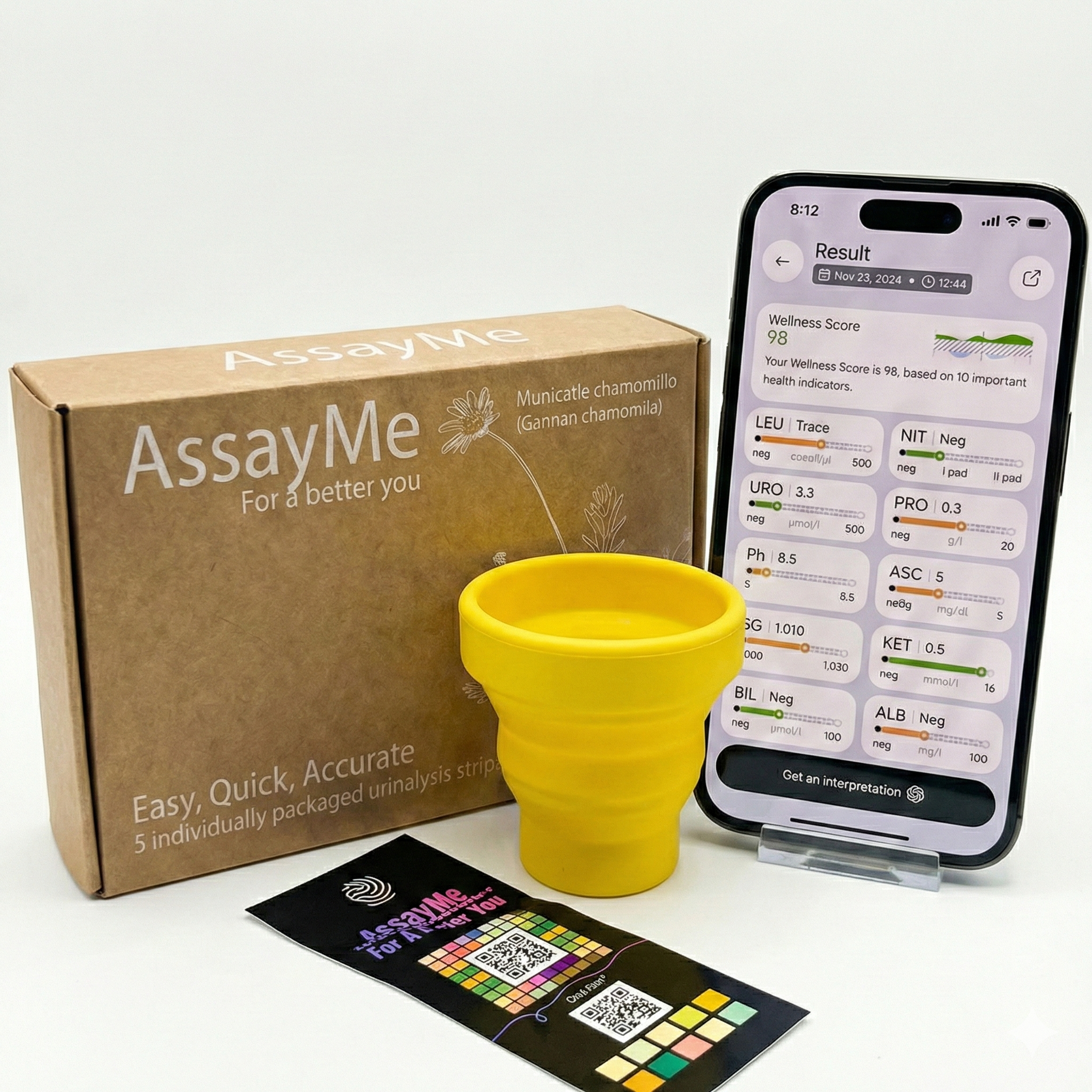 10-in-1 Urine Test | With Container | 5 Tests | AI Scan Ketones, pH &amp; Wellness Score | For biohackers &amp; wellness optimizers. Monitor Ketones, pH, SG &amp; 7 more markers. AI scan, Wellness Score 0–100. App required.